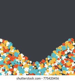 Vector Confetti Background Pattern. Element of design. Clover leaves on a gray background