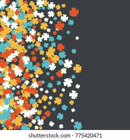 Vector Confetti Background Pattern. Element of design. Clover leaves on a gray background