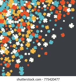 Vector Confetti Background Pattern. Element of design. Clover leaves on a gray background