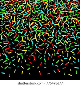 Vector Confetti Background Pattern. Element of design. Color pencils on a black background
