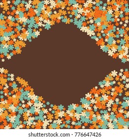 Vector Confetti Background Pattern. Element of design. Colored flowers on brown background