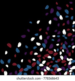 Vector Confetti Background Pattern. Element of design. Colored leaves on a black background

