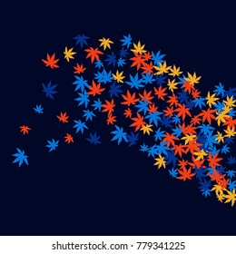 Vector Confetti Background Pattern. Element of design. Colored leaves on a blue background