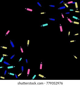 Vector Confetti Background Pattern. Element of design. Color pencils on a black background