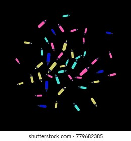 Vector Confetti Background Pattern. Element of design. Color pencils on a black background