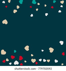 Vector Confetti Background Pattern. Element of design. Colored hearts on a turquoise background