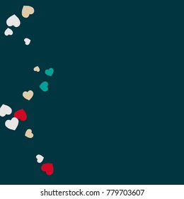 Vector Confetti Background Pattern. Element of design. Colored hearts on a turquoise background