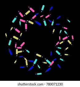 Vector Confetti Background Pattern. Element of design. Color pencils on a black background
