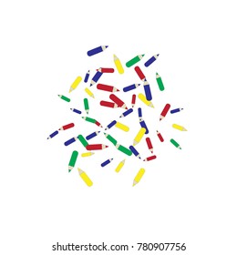 Vector Confetti Background Pattern. Element of design. Color pencils on a white  background
