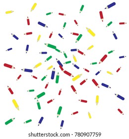 Vector Confetti Background Pattern. Element of design. Color pencils on a white  background
