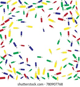 Vector Confetti Background Pattern. Element of design. Color pencils on a white  background
