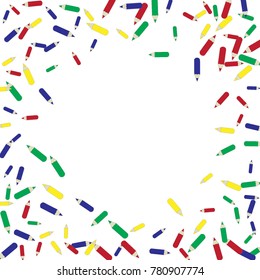 Vector Confetti Background Pattern. Element of design. Color pencils on a white  background

