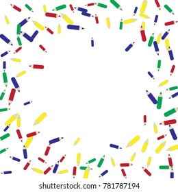 Vector Confetti Background Pattern. Element of design. Color pencils on a white  background
