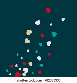 Vector Confetti Background Pattern. Element of design. Colored hearts on a turquoise background