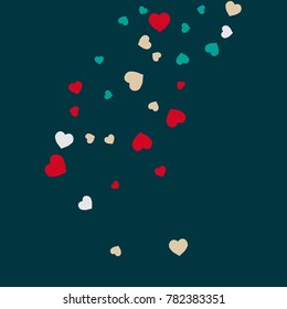 Vector Confetti Background Pattern. Element of design. Colored hearts on a turquoise background