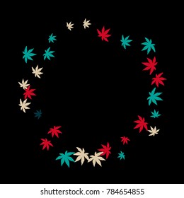 Vector Confetti Background Pattern. Element of design. Colored leaves on a blue background
