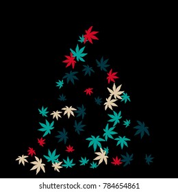 Vector Confetti Background Pattern. Element of design. Colored leaves on a blue background
