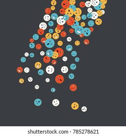 Vector Confetti Background Pattern. Element of design. Colored emoticons on a gray background
