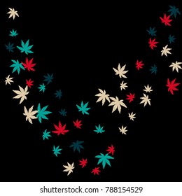 Vector Confetti Background Pattern. Element of design. Colored leaves on a black background