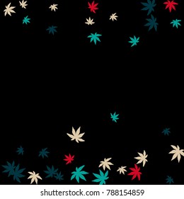Vector Confetti Background Pattern. Element of design. Colored leaves on a black background