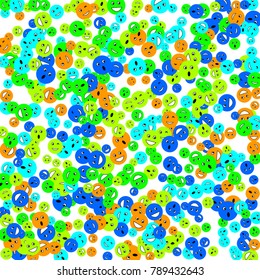 Vector Confetti Background Pattern. Element of design. Colored emoticons on a white background