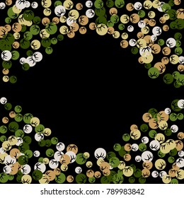 Vector Confetti Background Pattern. Element of design. Colored stylized berries on a black background