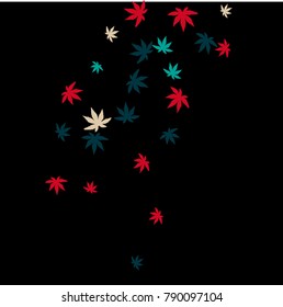 Vector Confetti Background Pattern. Element of design. Colored leaves on a black background