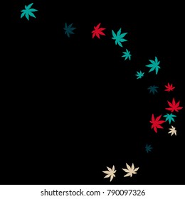 Vector Confetti Background Pattern. Element of design. Colored leaves on a black background