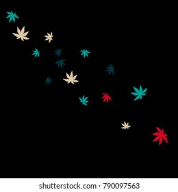 Vector Confetti Background Pattern. Element of design. Colored leaves on a black background