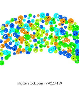 Vector Confetti Background Pattern. Element of design. Colored emoticons on a white background
