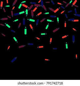 Vector Confetti Background Pattern. Element of design. Color pencils on a  black  background