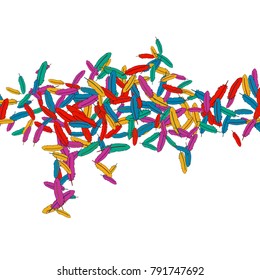 Vector Confetti Background Pattern. Element of design. Colored feathers on a white background
