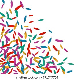 Vector Confetti Background Pattern. Element of design. Colored feathers on a white background
