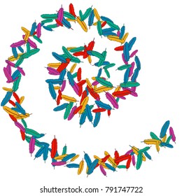 Vector Confetti Background Pattern. Element of design. Colored feathers on a white background
