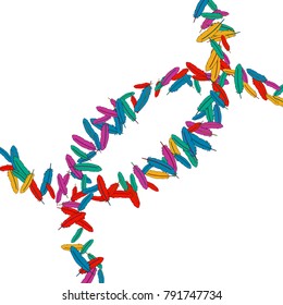 Vector Confetti Background Pattern. Element of design. Colored feathers on a white background
