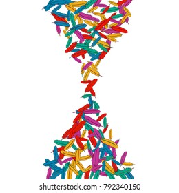 Vector Confetti Background Pattern. Element of design. Colored feathers on a white background
