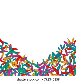 Vector Confetti Background Pattern. Element of design. Colored feathers on a white background
