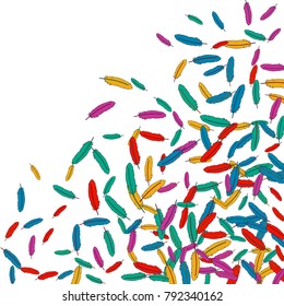 Vector Confetti Background Pattern. Element of design. Colored feathers on a white background
