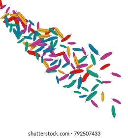 Vector Confetti Background Pattern. Element of design. Colored feathers on a white background