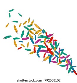 Vector Confetti Background Pattern. Element of design. Colored feathers on a white background