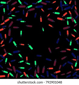 Vector Confetti Background Pattern. Element of design. Color pencils on a black background