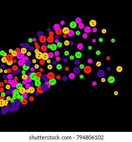 Vector Confetti Background Pattern. Element of design. Colored buttons on a black background