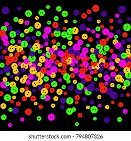 Vector Confetti Background Pattern. Element of design. Colored buttons on a black background