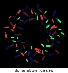Vector Confetti Background Pattern. Element of design. Color pencils on a black background
