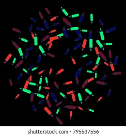 Vector Confetti Background Pattern. Element of design. Color pencils on a black background
