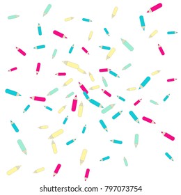 Vector Confetti Background Pattern. Element of design. Color pencils on a white  background