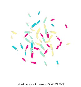 Vector Confetti Background Pattern. Element of design. Color pencils on a white  background