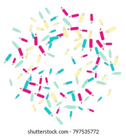 Vector Confetti Background Pattern. Element of design. Color pencils on a white  background