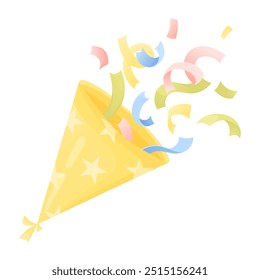 Confeti de Vector de un casquillo, aislado en un fondo blanco. Elemento de celebración del partido. Accesorios de cumpleaños. Vector plano en estilo de dibujos animados.