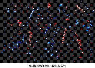 Vector confetti. Festive illustration. Party popper isolated on black background